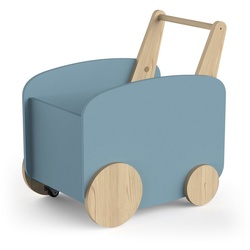 habeig Spielzeugtruhe Spielzeugbox Spielwagen Spielauto MDF Holz 55x53x35 cm 7kg, inklusive 4 Rädern zum Bewegen der Spielzeugtruhe blau