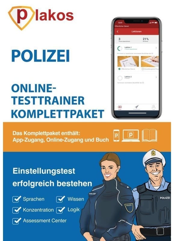 Polizei Einstellungstest Vorbereitung, Online-Testtrainer Komplettpaket, Gebunden