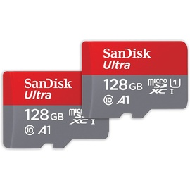 SanDisk Ultra microSD + SD-Adapter UHS-I U1 A1 140 MB/s 128 GB 2er Set