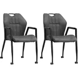 omg design Armlehnstuhl OMG DESIGN "Point", grau (anthracit, schwarz), B:55cm H:90cm T:63cm, Stühle, Armlehnstuhl, Esszimmerstuhl mit Rollen, Bürostuhl