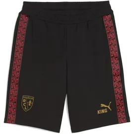 Puma Sporthose "RC Lens KING Sweat-Shorts Herren", Gr. S, Normalgrößen, schwarz (schwarz matte gold beige), Obermaterial: 32% Polyester, 68% Baumwolle. Taschenfutter: 100% Baumwolle. Besatz: 100% Polyester, unifarben, regular fit, Hosen Sporthose