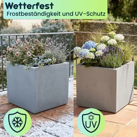 ethick Blumentopf Quadratisch 38 x 38 x 32 cm Beton-Grau