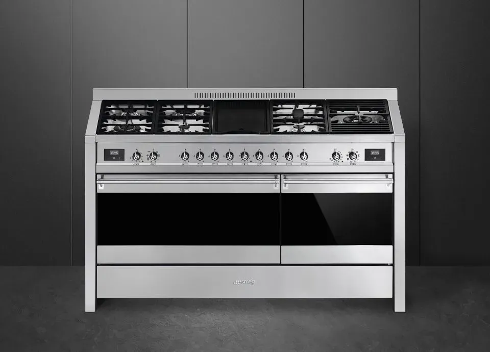 Smeg A5-81 Stand-Gasherd, Edelstahl, 150x60 cm