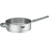 Mulex Bratpfanne LUGANO, Edelstahl 18/10, mit Deckel, Messskala, Schüttrand, Kapselboden, Ø 24 cm, Induktion silberfarben