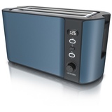 Arendo Toaster, 2 lange Schlitze, für 4 Scheiben, 1500 W, Langschlitz, Brötchenaufsatz, Wärmeisolierendes Gehäuse, Display, blau - Blau