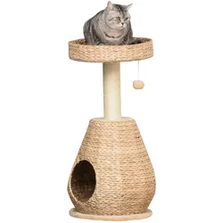 PawHut Kratzbaum MDF, Plüsch, Sisal, Rohrkolben