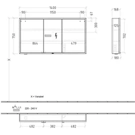 Villeroy & Boch My View Now 140 cm mit Beleuchtung