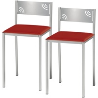 ASTIMESA Zwei Küchenstuhl, Metall Kunstleder, rot, Altura de asiento: 45 cms