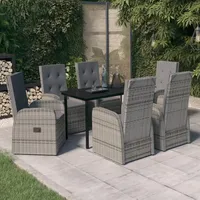 vidaXL 7-tlg. Garten-Essgruppe mit Kissen Grau