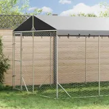 vidaXL Outdoor-hundezwinger mit Dach Silbern 3x6x2,5m Verzinkter Stahl