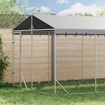 vidaXL Outdoor-hundezwinger mit Dach Silbern 3x6x2,5m Verzinkter Stahl