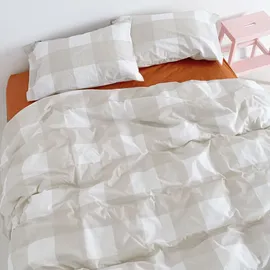 happy friday s.l. Gingham Bettbezug Beige 240 x 220 cm