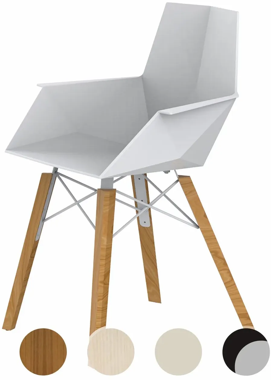 Vondom »FAZ Wood« Armlehnstuhl Basic Matt / Ecru / Eschenholz hell