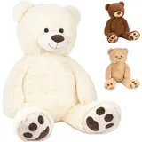 Brubaker XXL Teddybär 100 cm groß - Stofftier Plüschtier Kuscheltier, Weiß - Weiß