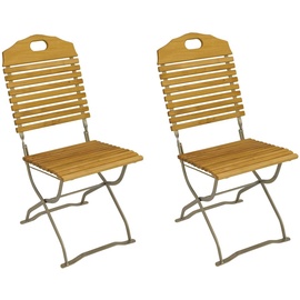 DEGAMO Kurgarten - Garnitur BAD TÖLZ 5-teilig (4x Stuhl, 1x Tisch 100cm rund), Flachstahl verzinkt + Robinie, klappbar