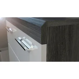 inn.furn Sideboard 165 x 85 x 37 cm Grau / Weiß Hochglanz