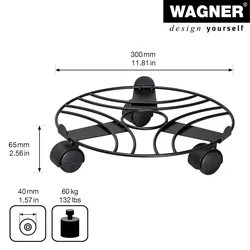 WAGNER Pflanzenroller BLACK EDITION Ø 30 x 6,5 cm, für innen, Stahl, schwarz, Randbegrenzung, Tragkraft 60 kg - 20093501