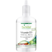 Fairvital | Vitamin D3 Tropfen - 1000 I.E. pro Tropfen - in MCT Öl aus Kokos - Vitamin D flüssig mit 1600 Tropfen pro Flasche - 50ml