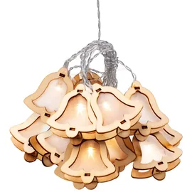 DecoKing LED Lichterkette 10er Glocken Holz 0,0 m Warmweiß