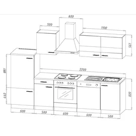 Respekta Küchenzeile ohne E-Geräte LBKB280WG 280 cm Grau-Weiß Glänzend