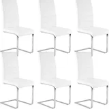 Woltu Freischwinger (Set, 6 St), mit hoher Rückenlehne Kunstlederbezug bis 120kg belastbar weiß