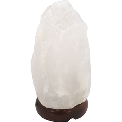 Salzlampe Steckdose Salzkristalllampe klein Tischleuchte, Holz dunkelbraun, weiß, 1x E14, DxH 12 x 19 cm