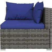 vidaXL Polyrattan Lounge-Sofa blau/grau inkl. Kissen 317566