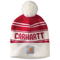 Carhartt Beanie Carhartt Unisex Bommelmütze Knit Cuffed Logo rot