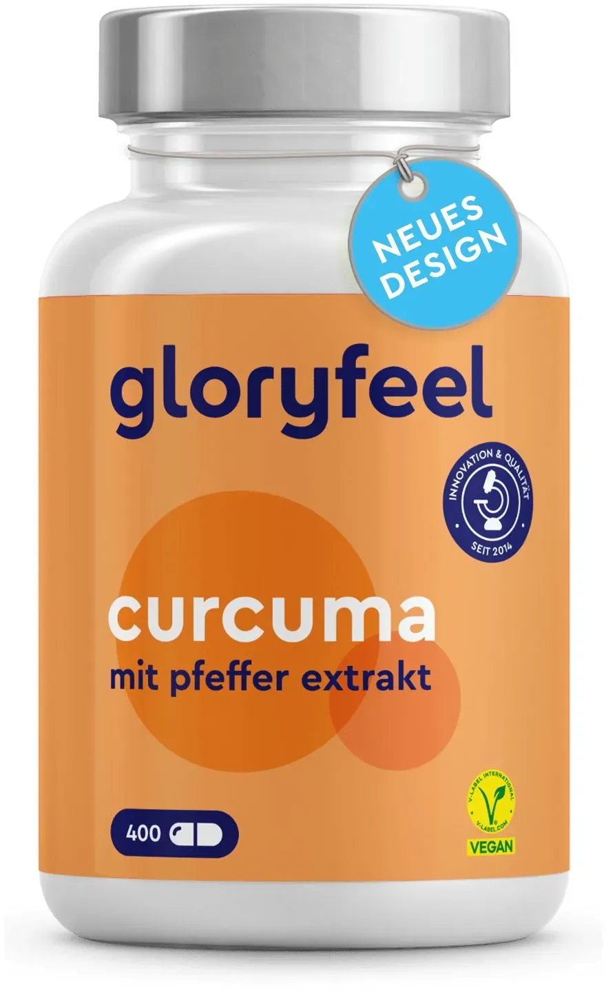 gloryfeel® Curcuma 400 mit Curcumin & Piperin Kapseln St