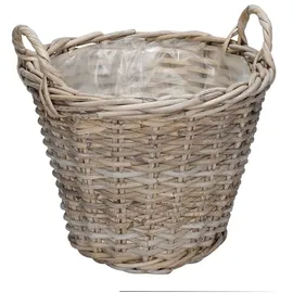 Posiwio Pflanzkorb Flower Market grau braun Kooboo Rattan D31cm Rattankorb