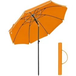 Sonnenschirm 160 cm, Sonnenschutz, UPF 50+, Strandschirm, beidseitig um 30° knickbar, höhenverstellbar, mit Tragetasche,  ohne Ständer, orange