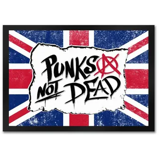 speecheese Punks not Dead Union Jack Fussmatte im Graffiti Look mit Anarchie-Zeichen für echte Punker und Rebellen britisch Rock Musik Alternativ UK