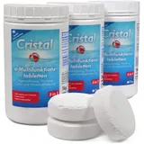 Cristal Multitabs E-Chlor 200g - 3 kg Poolpflege-Set - 5 in 1 Langzeit-Chlortabletten für sauberes und kristallklares Wasser - Für Pools ab 25m3