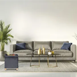 Relaxdays Samthocker mit Stauraum, Tablett im Deckel, mit Holzbeinen, eckiger Sitzhocker, HBT: 35x38x38 cm, dunkelgrau