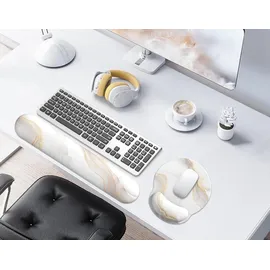luxuskollektion Ergonomisches Mauspad mit Gelkissen Memory Foam Handauflage Weißer