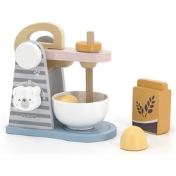 TikTakToo Kinder-Handmixer Mixer-Set Küchenmaschine Standmixer aus Holz, (komplettes Spielset), aus Holz mit Zubehör Kinderküche Spielküche grau