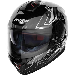 Nolan N80-8 Turbolence N-Com Helm, schwarz-grau-silber, Größe XS für Männer