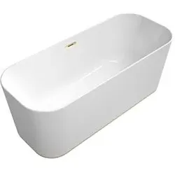 Villeroy & Boch Finion freistehende Badewanne 177FIN7N200V101 170x70cm, Wasserzulauf, Emotion, Design-Ring, weiß, champagne