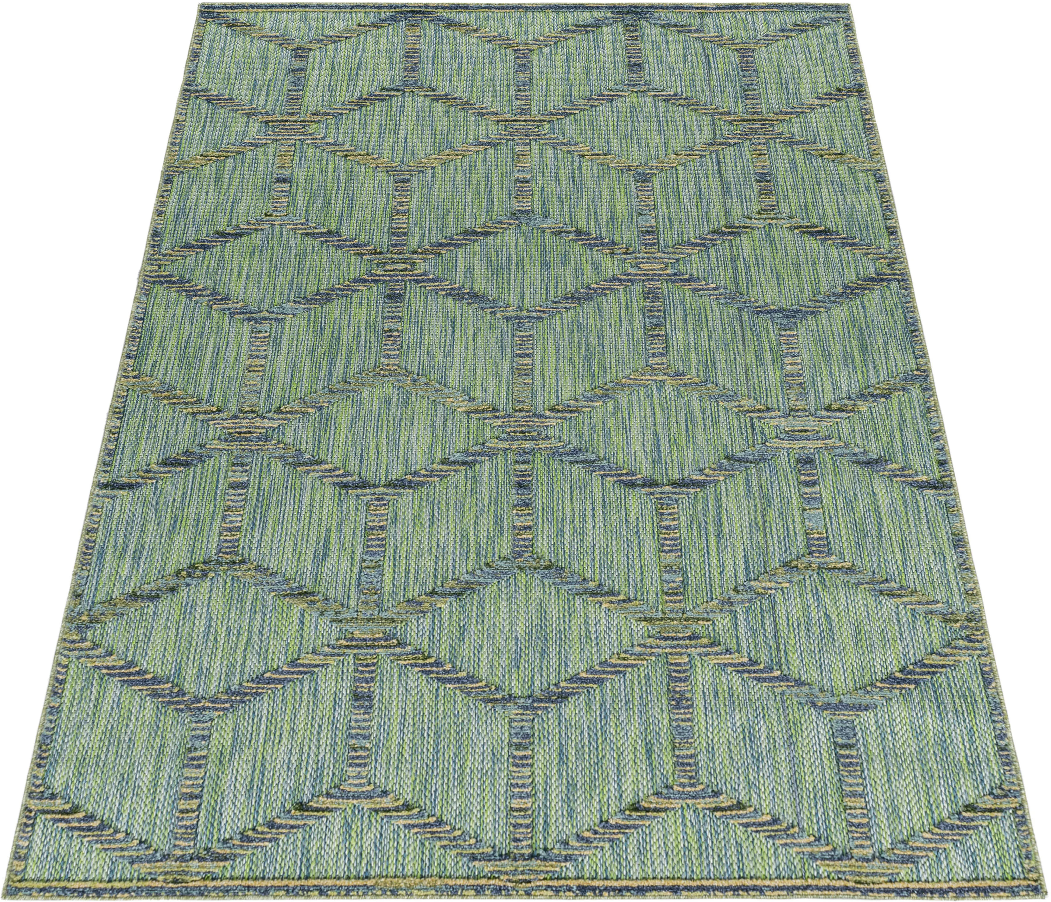 Ayyildiz Teppiche Teppich »BAHAMA 5151,AYYILDIZ TEPPICHE, BAHA«, rechteckig, Flachflor mit Hoch-Tief-Struktur, In-und Outdoor geeignet Ayyildiz Teppiche grün B/L: 120 cm x 170 cm