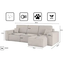 kaiser möbel Ecksofa Cord 4-Sitzer Beige
