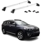 Aurilis OMAC Dachträger Relingträger für Kia Sorento UM 2015-2020 Alu Silber 2 tlg ABE (2-St), Wasserbeständig,Abnehmbar,Multifunktional,Leichtgewichtig grau|silberfarben