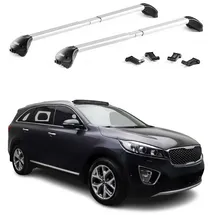 Aurilis OMAC Dachträger Relingträger für Kia Sorento UM 2015-2020 Alu Silber 2 tlg ABE (2-St), Wasserbeständig,Abnehmbar,Multifunktional,Leichtgewichtig grau|silberfarben