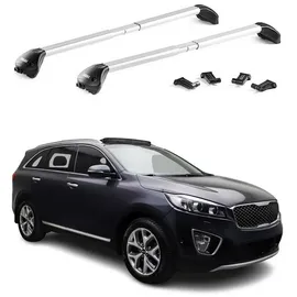 Aurilis OMAC Dachträger Relingträger für Kia Sorento UM 2015-2020 Alu Silber 2 tlg ABE (2-St), Wasserbeständig,Abnehmbar,Multifunktional,Leichtgewichtig grau|silberfarben