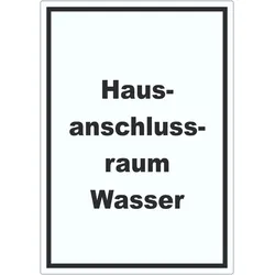 Hausanschlussraum Wasser Aufkleber mit Text HAR hochkant A0 (841x1189mm)