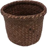 Kichvoe Geflochtener Seegras Abfallkorb Kleiner Mülleimer Aufbewahrungskorb Für Badezimmer Küche Büro 6 Zoll Runder Papierkorb Pflanzenkorb Organizer