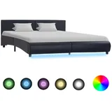 vidaXL Bettgestell mit LED Schwarz Kunstleder 180x200 cm