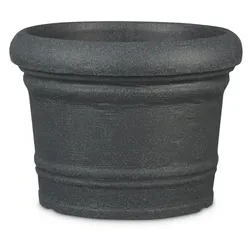 Scheurich Formia 100, Pflanzgefäß/Blumentopf/Pflanzkübel, rund, Farbe: Schwarz-Granit, hergestellt mit recyceltem Kunststoff