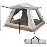 Gziztx Camping Zelt 6-8 Personen Pop Up Zelt Wurfzelt mit 2 Türen und 2 Fenstern, Wasserdicht, Sonnenschutz, Einfach Aufzubauen, für Reisen im Freien, Wandern, Strand, Angeln (265*265*190CM Cremeweiß)