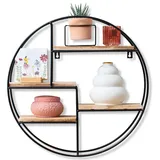 Gadgy Gadgy® Wandregal Rund mit 4 Ablagen - Modernes Schweberegal aus Holz und stabilem Metall, Industrial Regal für Wohnzimmer, Flur oder Büro - 42x10 cm