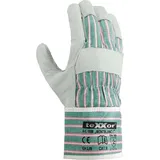 TRIZERATOP teXXor Handschuhe Rindvollleder-Handschuhe MONTBLANC I Leder Natur/Drell grün-rot-gestreift 12